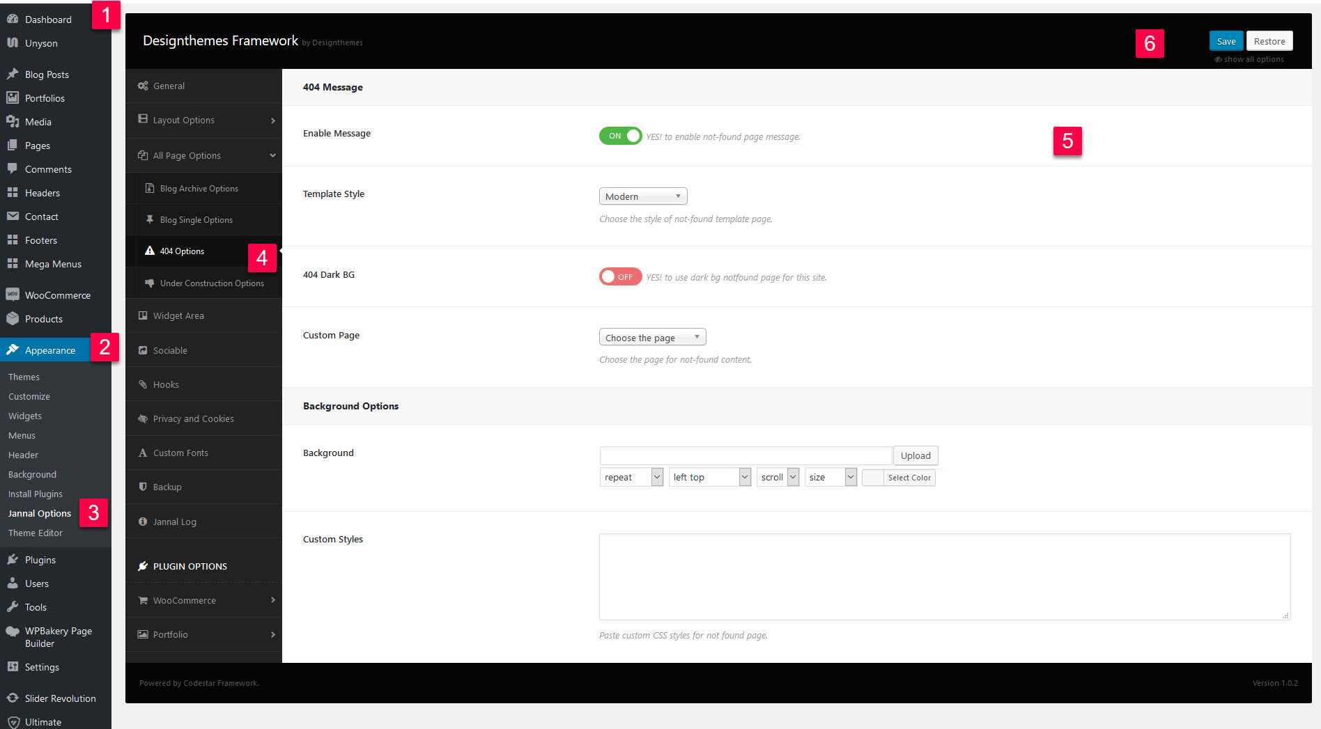 All Page Options