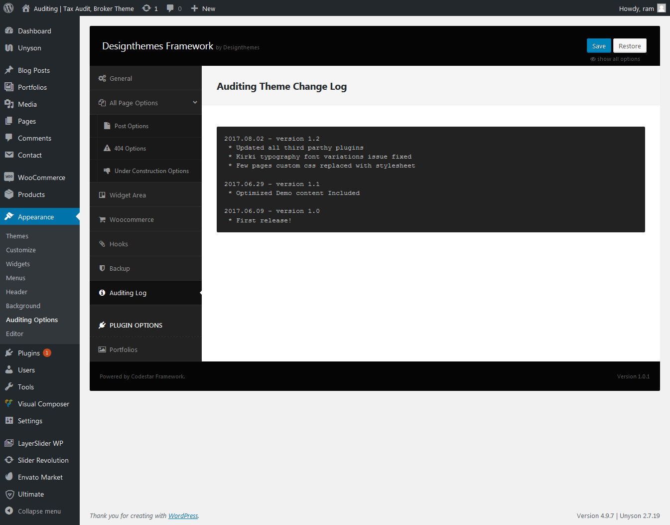 Theme Change Log