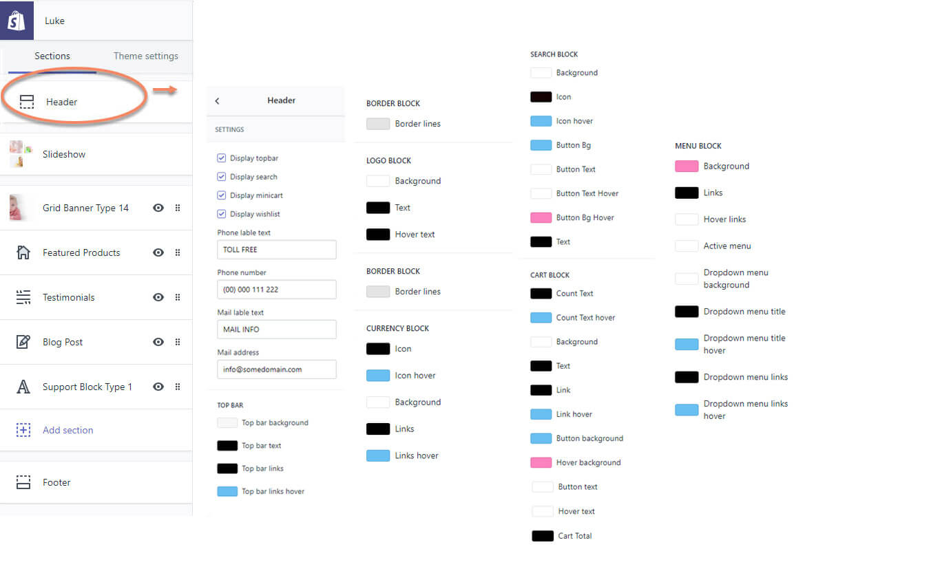 Header layout