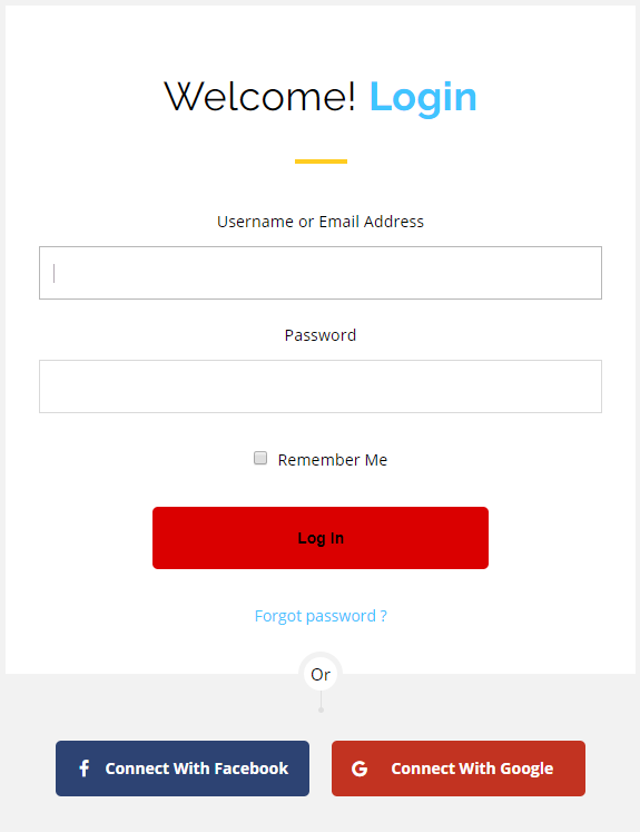 Login Popup with Facebook and Google Login